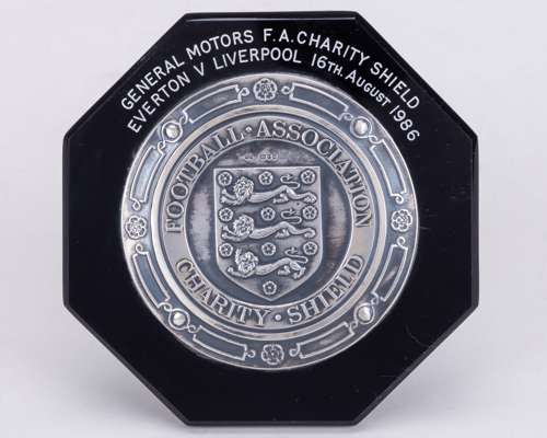 Sammy Lee a silver-mounted and bakelite Liverpool v. Everton Charity Shield plaque, 1986