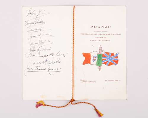 An Italy v. England autographed menu card, 13th May 1933