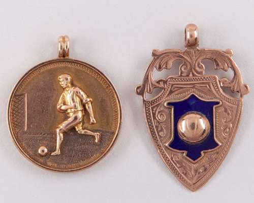 9ct gold and enamel Merthyr Hospital Cup runners-up medal, 1921