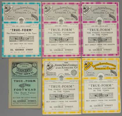 Six Luton Town 1930s home programmes,

FAC3 v Arsenal 13th January 1934; F.L. Division Three (South) v Aldershot 28th March 1936; and F.L. Division Tw