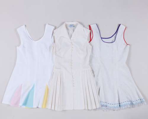 Five various Teddy Tinling designed tennis dresses