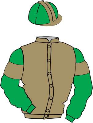 The British Horseracing Authority Sale of Racing Colours: GOLD, GREEN sleeves, GOLD armlets, GREEN cap with GOLD stripe and peak