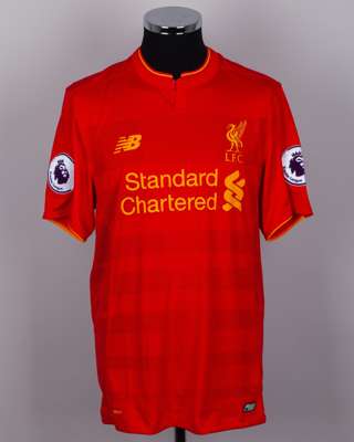 Ovie Ejaria red No.53 Liverpool match issue short-sleeved shirt, 2016