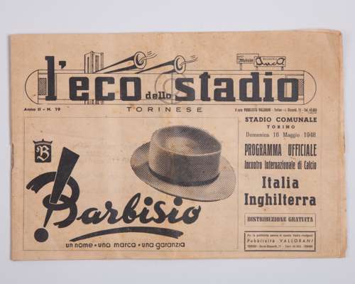 Italy v. England international match programme, 16th May 1948
