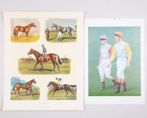 Two Lester Piggott signed horse racing prints