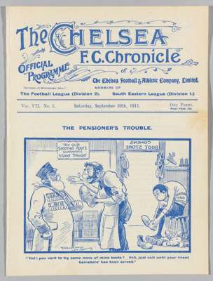 Chelsea v Gainsborough Trinity programme 30th September 1911,
 ex-bound volume