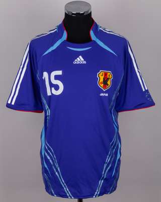 Japan - Takashi Fukunishi blue No.15 Japan v. Malta match issued short-sleeved shirt, 2006