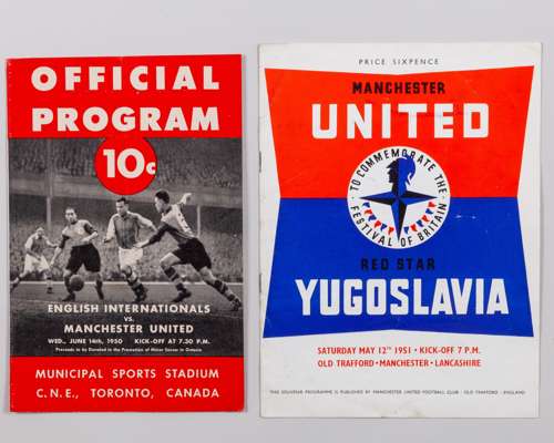 Jack Rowley English Internationals v. Manchester United, Tour Match Programme, 14th June 1950