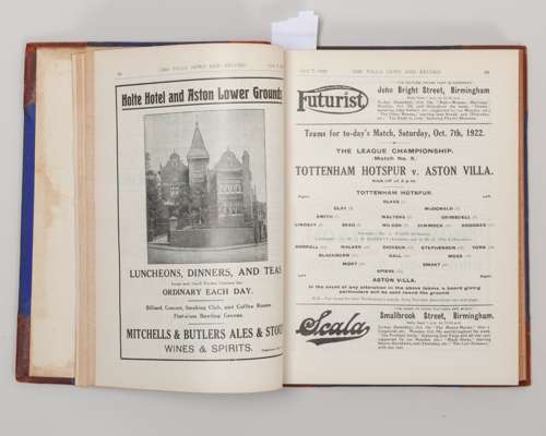 Bound volume of Aston Villa home match programmes, 1922-23