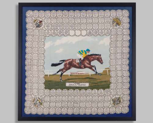 Ladies silk scarf commemorating the victory of St Paddy in the 1960 Derby