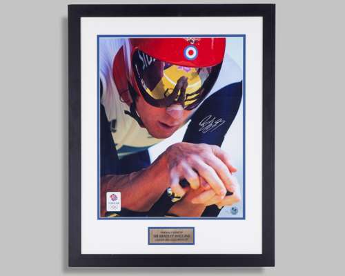 Bradley Wiggins autographed Team GB London 2012 cycling print