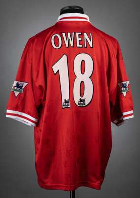 Michael Owen red & white Liverpool no.18 jersey v Glasgow Rangers in the Walter Smith Testimonial fixture played at Ibrox Stadium, 3rd March 1998,
 ma