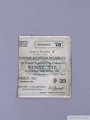 1925 F.A. Cup Final ticket for Cardiff City v Sheffield United, 25th April 1925