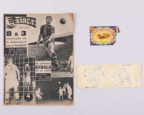 Barca newspaper dated 24th May 1957 featuring Barcelona v. Real Madrid and v. Blackpool