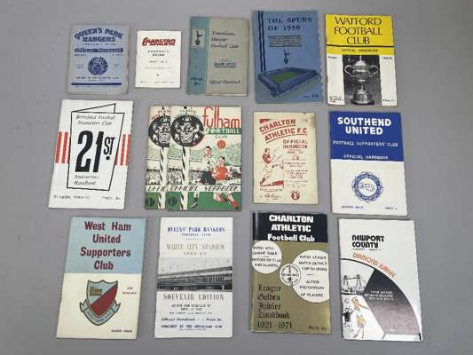 Collection of League team handbooks and booklets,
 include Queens Park Rangers 1948-49, Tottenham Hotspur 1950 (signed Ditchburn) 1951-52,  Fulham 194