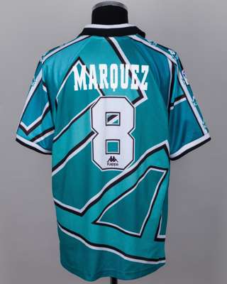 Luis Marquez green, white and black No.8 Real Betis short-sleeved shirt, 1995-97