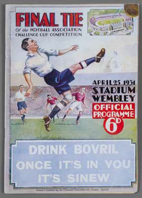 F.A. Cup Final programme Birmingham v West Bromwich Albion 25th April 1931,
 with replacement colour facsimile covers