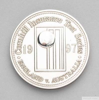 David Lloyd white-metal 1997 Cornhill Insurance Test Series medal
 the obverse inscribed Cornhill Insurance Test Series, 1997, ENGLAND V. AUSTRALIA, t