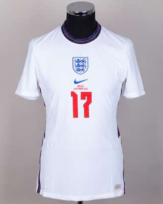 Harvey Barnes white No.17 England v. Wales short-sleeved shirt, 2020