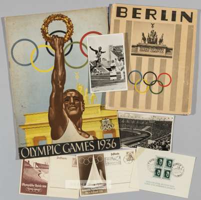 Berlin 1936 Olympic Games b&w photographs, postcards, lapel badge, official booklets, 

comprising Germany The Olympic Year 1936 by Volk and Reich, th