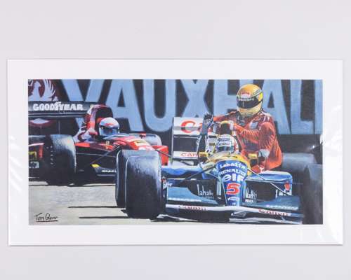 Nigel Mansell “Taxi For Senna” Print By Tom Glover