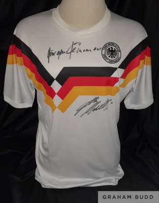 Italia 90 World Cup, West Germany replica shirt signed by goalscoring legend Jurgen Klinsman