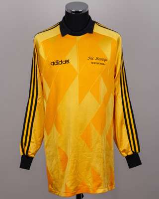 Pat Jennings Testimonial: yellow and black No.1 Pat Jennings Select shirt, 1986