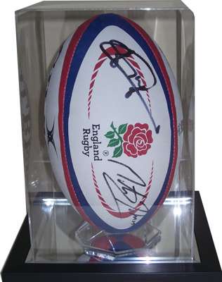 Martin Johnson & Jonny Wilkinson dual signed Gilbert England Rugby Union size 5 ball, 
 brand new in display case, comes with COA and photo proof