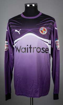 Alex McCarthy purple No.41 Reading v. Manchester City F.A. Cup match worn goalkeeper jersey, 2010-11, 
 Puma, XL, with crew-neck collar and embroidere