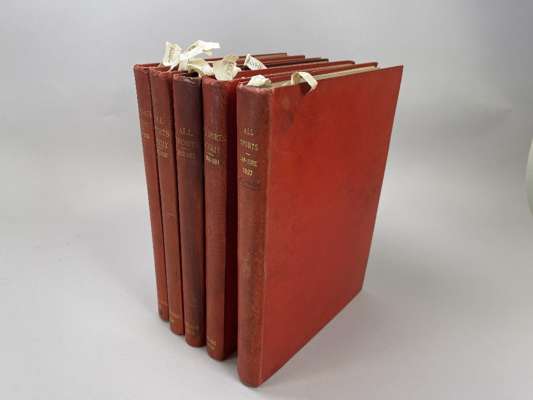Twenty-two volumes of All Sports Weekly from 1919 to 1930
 No.1, 1919 to No.556, 1930, in red covers, three volumes of Football Specials, 1921, 1922 a