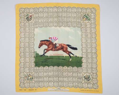 Ladies silk scarf commemorating the victory of Nimbus in the 1949 Derby