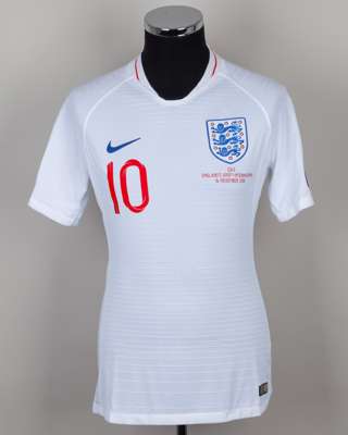 Mason Mount white No.10 England v. Montenegro short-sleeved shirt, 2019