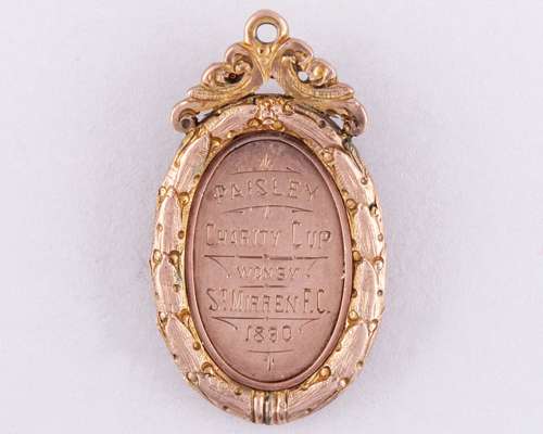 Eddie McBain 9ct gold Paisley Charity Cup winners medal, 1890