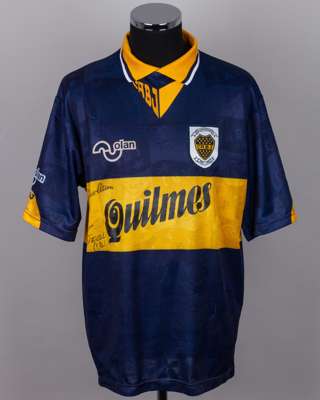 Maradona blue and yellow No.10 Boca Juniors shirt vs. Armenia National Team, 1996