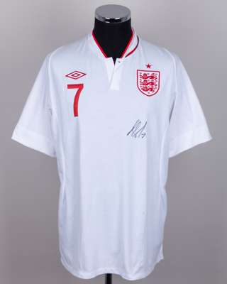 Andros Townsend white No.7 England autographed short-sleeved shirt, 2012-13