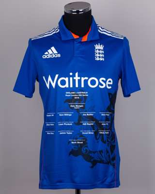 Blue England v. Australia Royal London ODI Series 2015 autographed cricket shirt