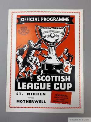 St. Mirren v. Motherwell Scottish League Cup Semi Final match programme, 1st October 1955
 played at Ibrox, small tear, otherwise good
