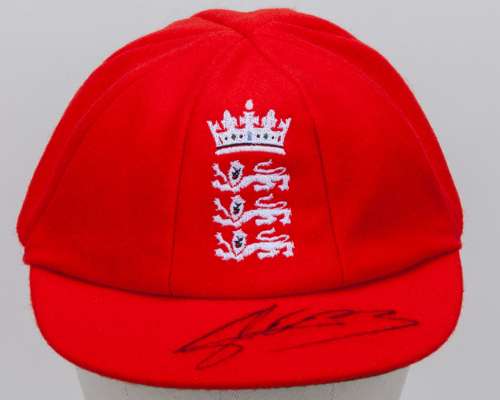 Shoaib Bashir red England Red For Ruth match worn autographed cap