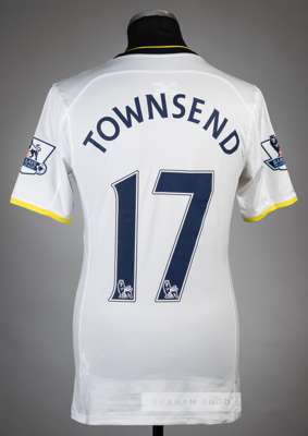 Andros Townsend white Tottenham Hotspur no.17 home jersey, season 2014-15, 
 Under Armour, short-sleeved with BARCLAYS PREMIER LEAGUE sleeve badges, c