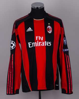 Marek Jankulovski red and black No.18 AC Milan v. Tottenham long-sleeved shirt, 2011