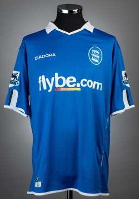 Stephen Clemence blue & white Birmingham City no.25 home jersey, season 2004-05,
 match-issue, Diadora, short-sleeved with BARCLAYS PREMIERSHIP sleeve