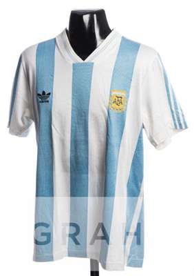 Diego Maradona blue & white striped Argentina No.10 jersey circa 1993,
 Adidas, short-sleeved, with COA

 Provenance: This shirt was originally acquir