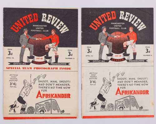 Two Manchester United home match programmes, 1948