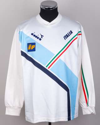 Paolo Maldini white Italy worn long-sleeved training shirt, 1988