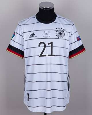 Ilkay Gundogan white and black No.21 Germany v. France short-sleeved shirt, 2021