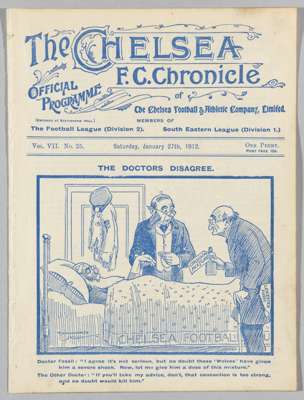 Chelsea v Leicester Fosse programme 27th January 1912,
 ex-bound volume