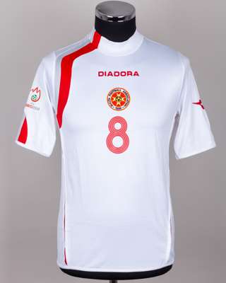 Roderick Briffa white and red Malta v. Bosnia short-sleeved shirt, 2007