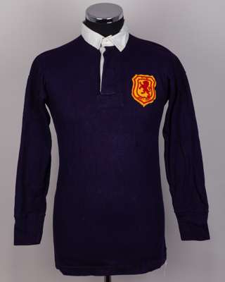 John (Jock) Govan a blue No.2 Scotland v. Wales match worn long-sleeved shirt, 1947