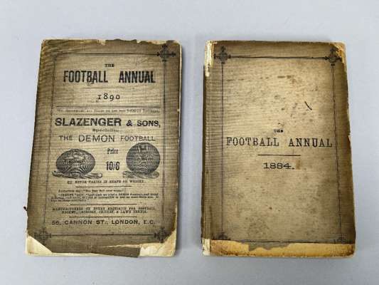 Books: 'The Football Annual' for 1884 and 1890, both published by FA, edited by Charles W Alcock, 
 published by Wright & Co. London, (2)

 Some cover