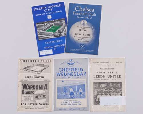 Five Leeds United away match programmes, 1951-52
